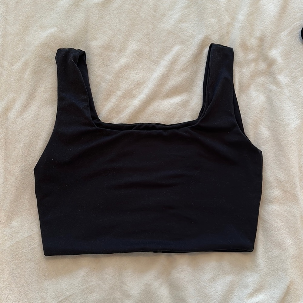 Parallel Apparel Black Square Neck Top